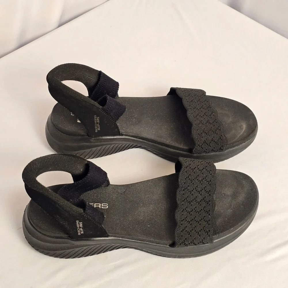Skechers Hands Free Slip-ins On-the-GO 600‎ Black Sandals 119976 Womens 10